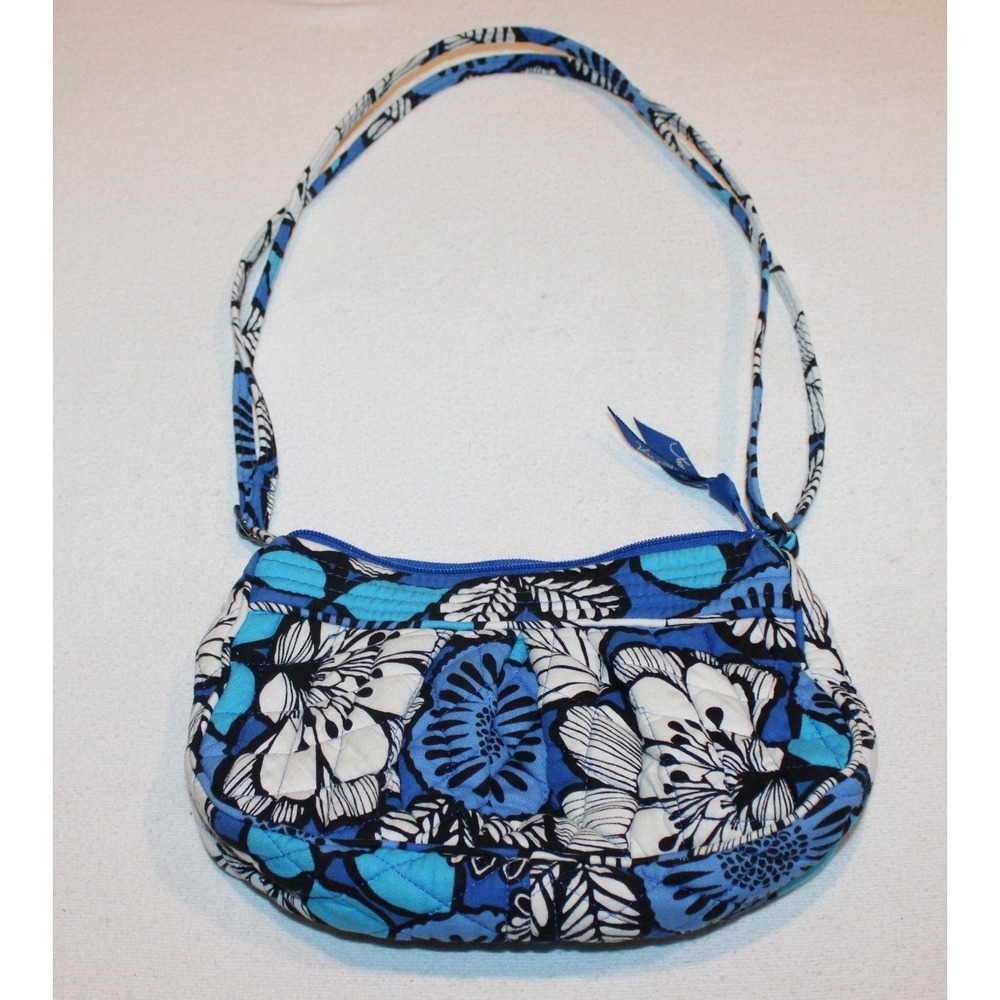Vera Bradley Frannie small crossbody bag blue floral quilted shoulder bag USA